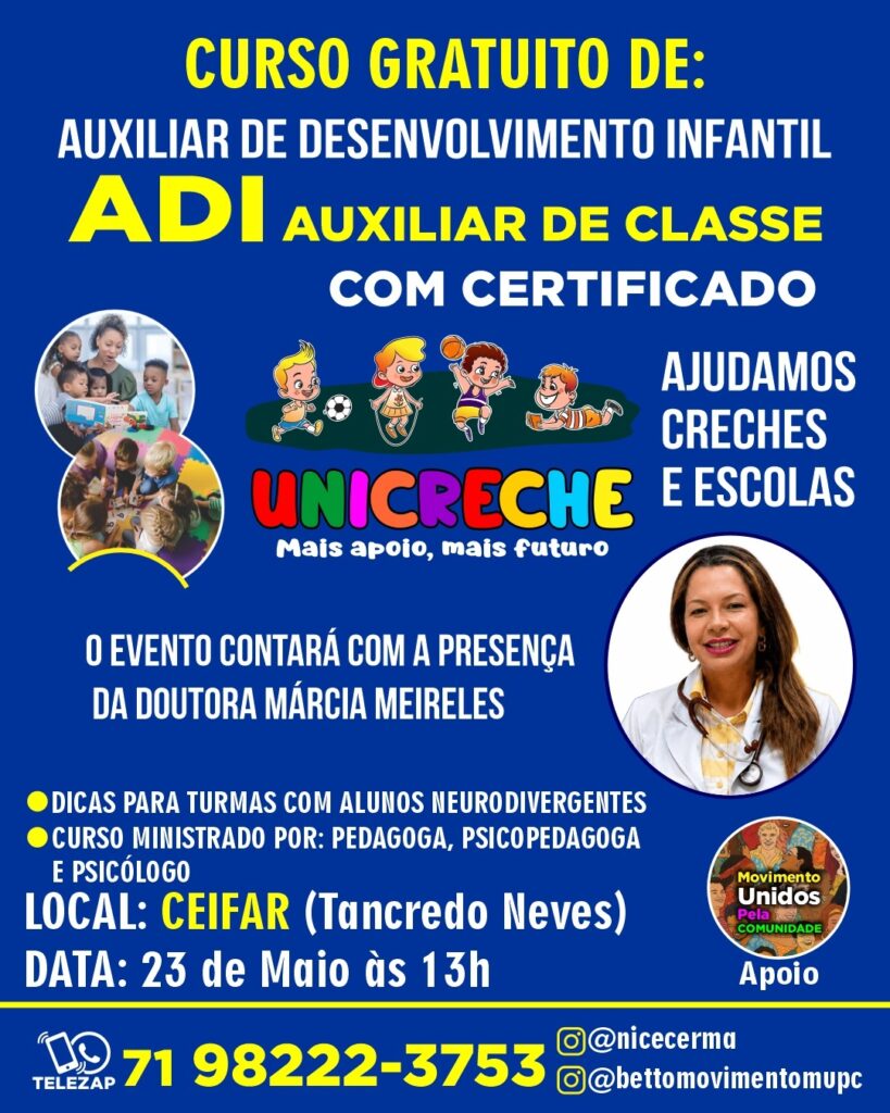 Curso Gratuito de Auxiliar de Desenvolvimento Infantil – ADI
